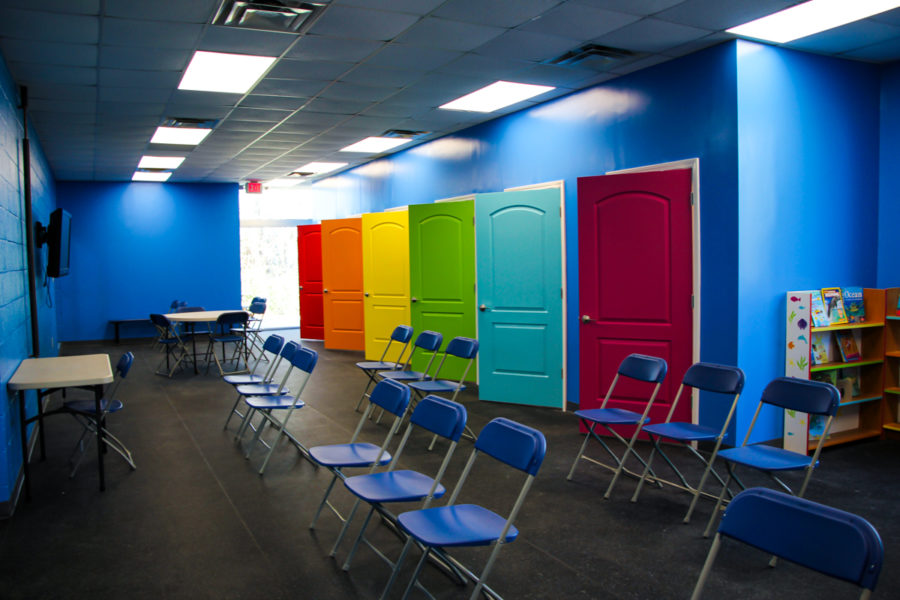 We have six changing rooms in the swimmer waiting room, they are in rainbow colors on the right hand side of the room as you enter.