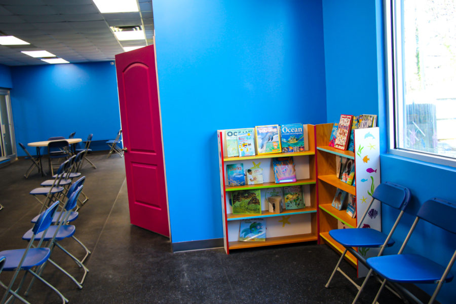 Our waiting room also has a few book shelves where we keep children's books to read.
